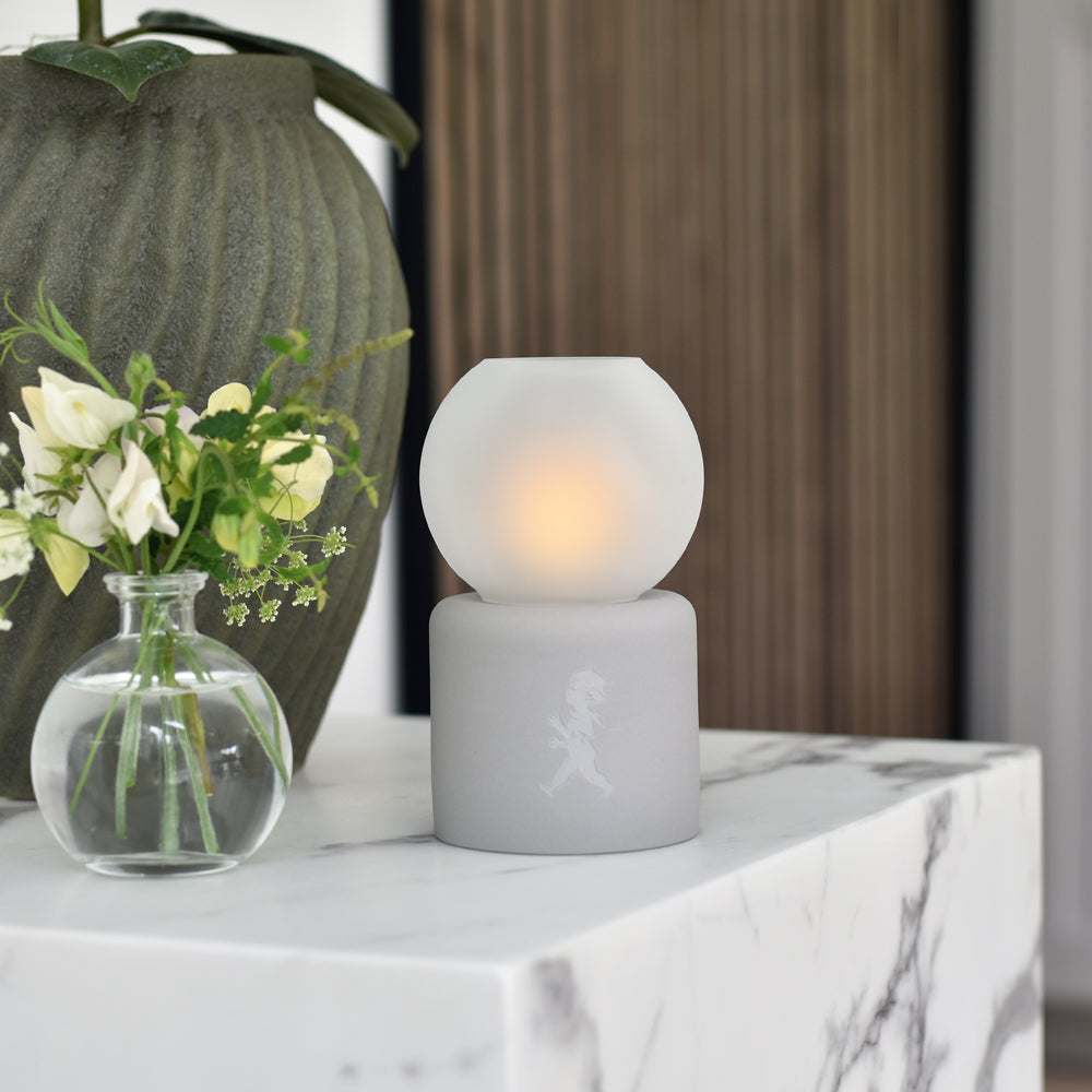 Värmeljuslykta Glob - Ljusgrå