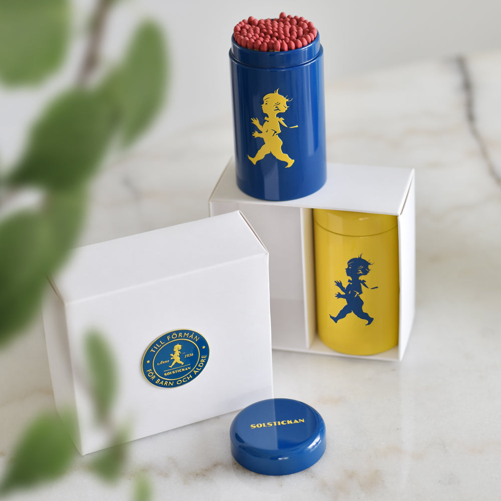 Tändsticksrör 2-pack – Gul & Blå ink presentförpackning