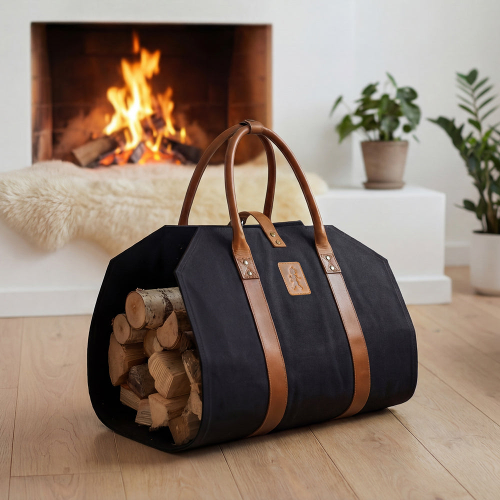 Vedkorg Canvas - Svart