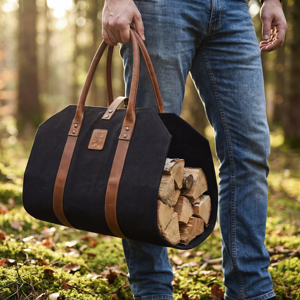 Vedkorg Canvas - Svart